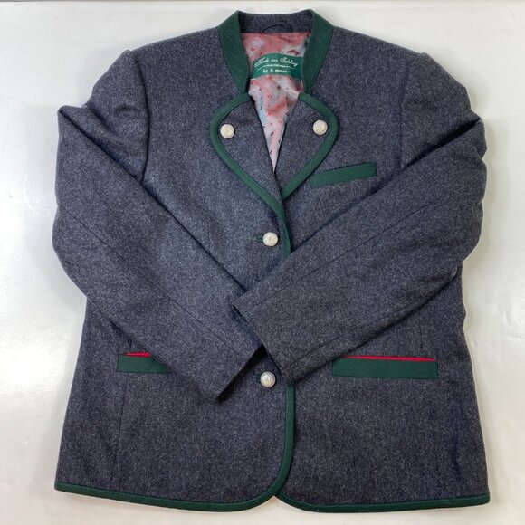 Vtg H Moser Womens Austrian Gray Wool Blazer Jacket Mode Aus Salzburg Size 38 - Picture 1 of 11